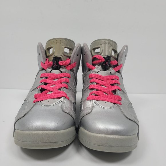 Nike Air Jordan Retro 6 GS Valentines Day Silver Youth Shoes 543390-009 US SZ 7Y - Picture 3 of 8